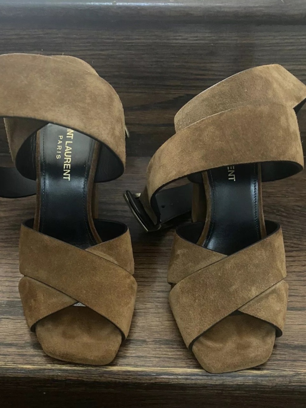 Saint Laurent Oak Suede Buckle Wrap Suede Sandals Size 36 EU Size 6 US